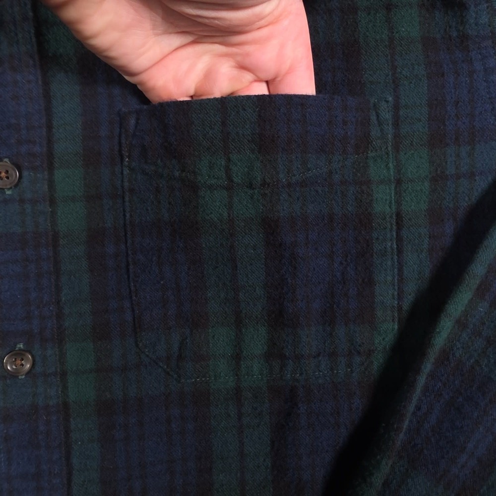 LL Bean Scotch Plaid Flannel Shirt Mens LT Tall Green Plaid Button Down Cozy - Picture 3 of 10